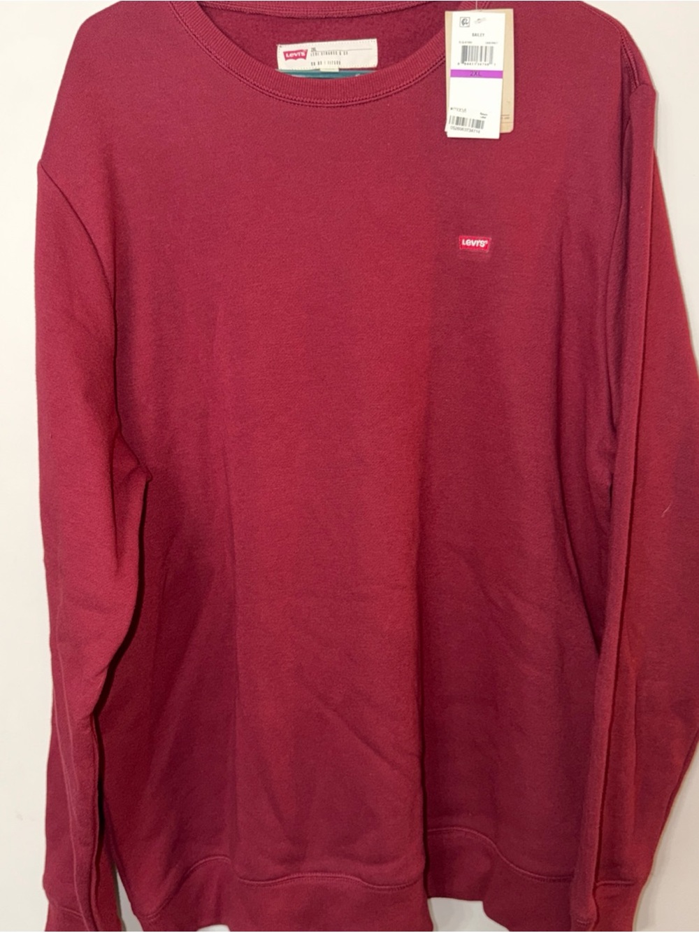 Nwt Levi's Men's Bailey Cabernet Crew Neck Sweatshirt 2XL New